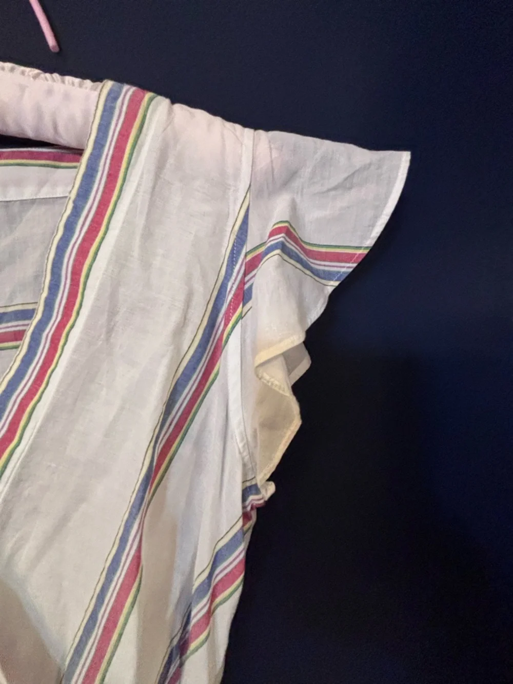 J. Crew Striped V-Neck Wrap Blouse Flutter Sleeve SZ 6 Coquette